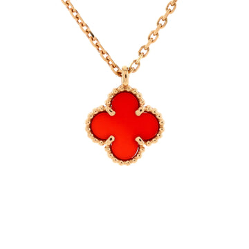 Van Cleef & Arpels Sweet Alhambra Pendant Necklace 18K Rose Gold and Carnelian