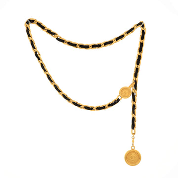 Chanel Vintage Medallion Chain Belt Metal and Leather