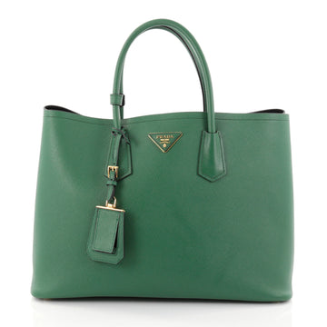 Prada Cuir Double Tote Saffiano Leather Medium Green 2541801