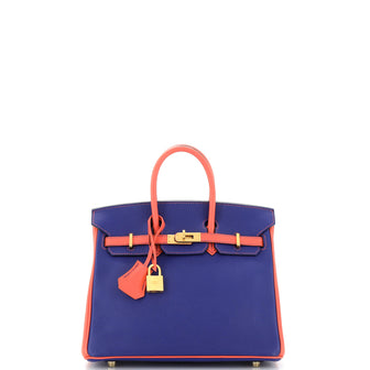Hermes Birkin Handbag Bicolor Epsom with Brushed Gold Hardware 25