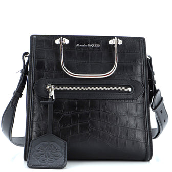 Alexander McQueen The Short Story Bag Crocodile Embossed Leather
