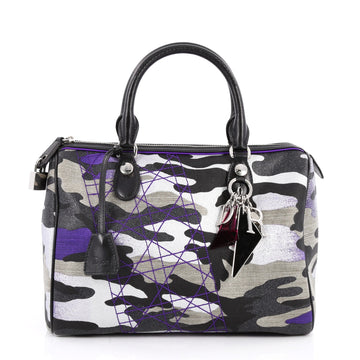 Christian Dior Polochon Satchel Limited Edition Anselm Reyle Camouflage Canvas Medium Gray 2542301
