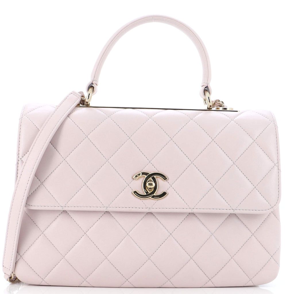 Trendy CC Top Handle Bag Quilted Lambskin ...