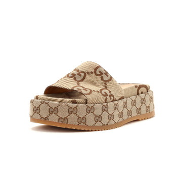 Gucci Women's Angelina Platform Slide Sandals GG Canvas