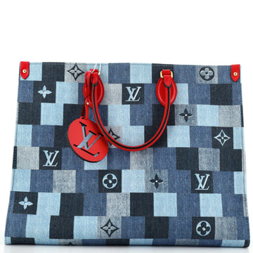 Louis Vuitton OnTheGo Tote Damier and Monogram Patchwork Denim GM