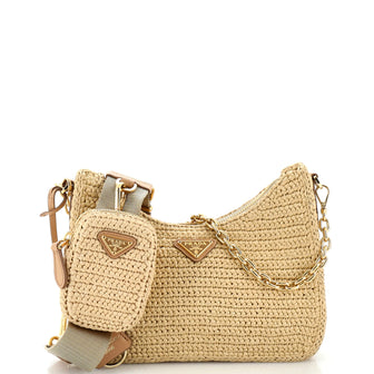 Prada Re-Edition 2005 Shoulder Bag Raffia Small