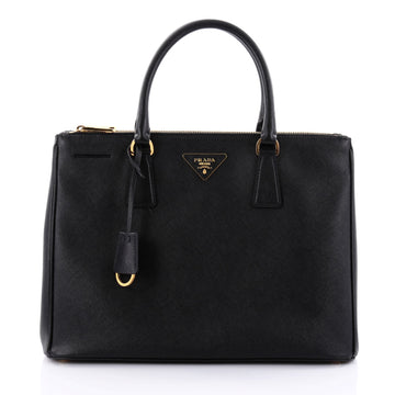 Prada Double Zip Lux Tote Saffiano Leather Medium Black 2543401
