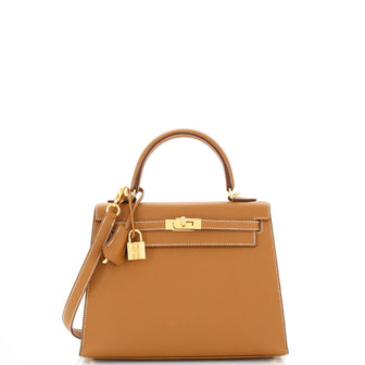 Hermes Kelly Handbag Brown Epsom with Gold Hardware 25