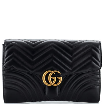 Gucci GG Marmont Flap Clutch Matelasse Leather