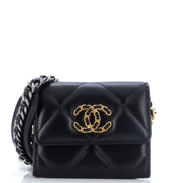 Chanel 19 Card Holder on Chain Quilted Leather