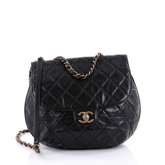 Chanel Dubai Messenger Bag Quilted Aged Calfskin Medium Black 2544001