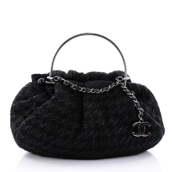 Chanel Knitting Satchel Boucle Tweed Medium Black 2544102