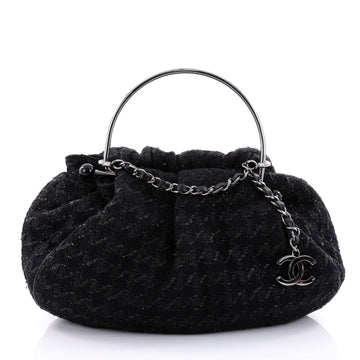 Chanel Knitting Satchel Boucle Tweed Medium Black 2544102