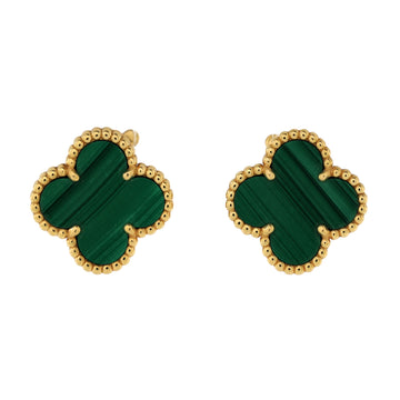 Van Cleef & Arpels Vintage Alhambra Earrings 18K Yellow Gold and Malachite