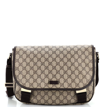 Gucci Double Buckle Messenger Bag GG Coated Canvas Medium