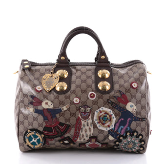 Gucci Babouska Boston Bag Embellished GG Coated Canvas brown 2544901