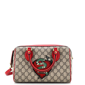 Gucci Convertible Boston Bag Embroidered GG Coated Canvas Small