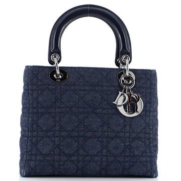 Christian Dior Vintage Lady Dior Bag Cannage Quilt Denim Medium