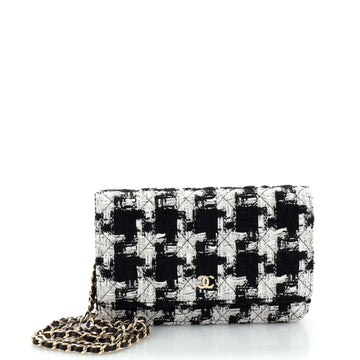 Chanel Wallet on Chain Quilted Houndstooth Tweed and Ribbon