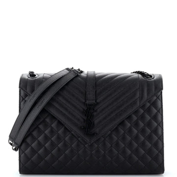 Saint Laurent Classic Monogram Envelope Satchel Mixed Matelasse Leather Large