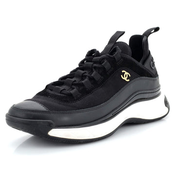 Chanel Women's CC Cap Toe Logo Sneakers Suede and Mixed Fibers