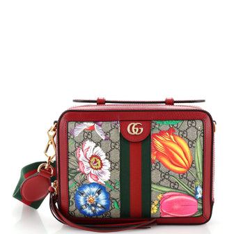 Gucci Ophidia Zip Around Camera Bag Flora GG Coated Canvas Small