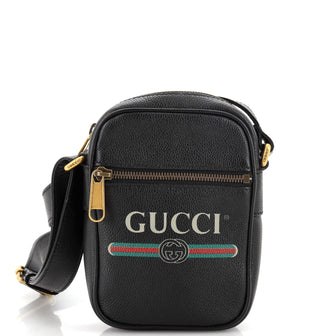 Gucci Logo Zip Messenger Bag Printed Leather Mini