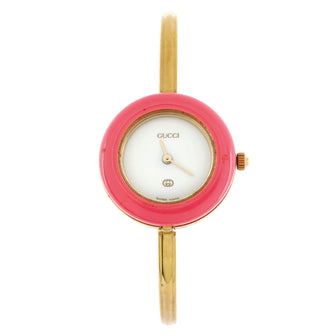Gucci 1100 Interchangeable Bezel Bangle Quartz Watch Plated Metal with Plastic 26
