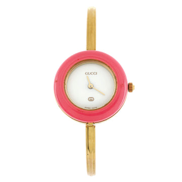 Gucci 1100 Interchangeable Bezel Bangle Quartz Watch Plated Metal with Plastic 26