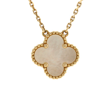 Van Cleef & Arpels Vintage Alhambra Pendant Necklace 18K Yellow Gold and Mother of Pearl
