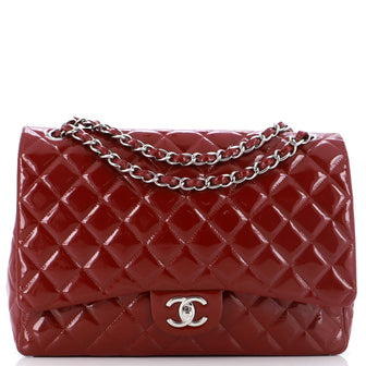 Chanel Classic Double Flap Bag Quilted Patent Maxi