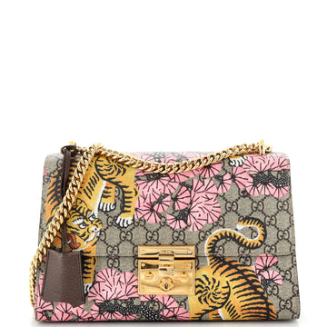 Gucci Padlock Shoulder Bag Bengal Print GG Coated Canvas Medium