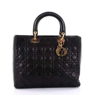Christian Dior Lady Dior Handbag Cannage Quilt Lambskin Large Black 2546802