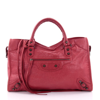 Balenciaga City Classic Studs Handbag Leather Medium Red 2547205