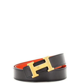 Hermes Constance Martelee H Reversible Belt Leather with Hammered Hardware Medium
