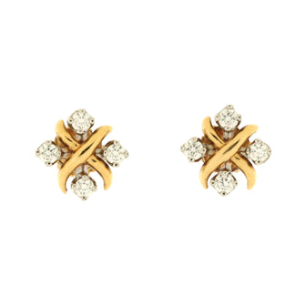 Tiffany & Co. Schlumberger Lynn Stud Earrings Platinum and 18K Yellow Gold with Diamonds