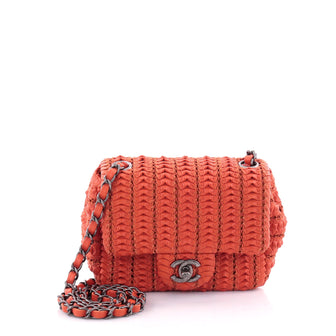 Chanel Crochet Flap Bag Lambskin Small Orange 2547701