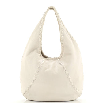 Bottega Veneta Baseball Hobo Leather with Intrecciato Detail Medium
