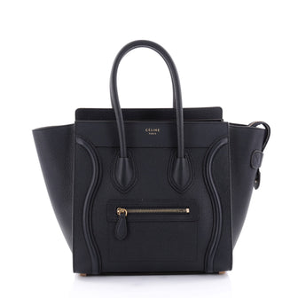 Celine Luggage Handbag Grainy Leather Micro Blue 2547801