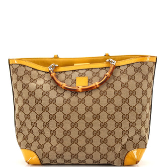 Gucci Girls Bamboo Handle Tote GG Canvas