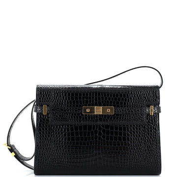 Saint Laurent Manhattan Shoulder Bag Crocodile Embossed Leather Medium