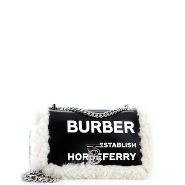 Burberry Lola Shoulder Bag Printed Coated Canvas with Shearling Small