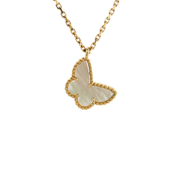 Van Cleef & Arpels Sweet Alhambra Butterfly Pendant Necklace 18K Yellow Gold and Mother of Pearl