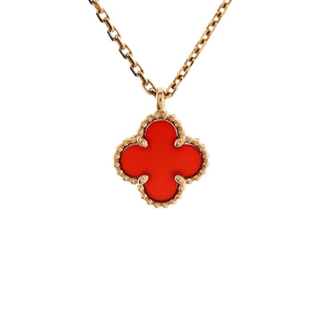 Van Cleef & Arpels Sweet Alhambra Pendant Necklace 18K Rose Gold and Carnelian