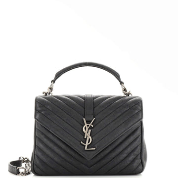 Saint Laurent Classic Monogram College Bag Matelasse Chevron Leather Medium