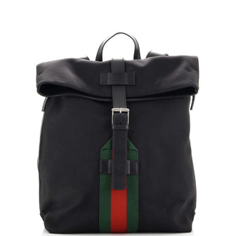 Gucci Web Fold Over Backpack (Outlet) Techno Canvas Medium
