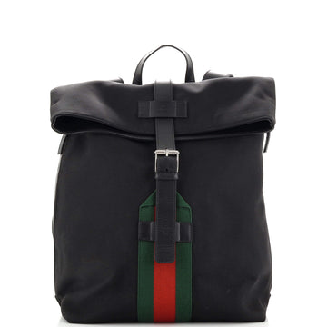 Gucci Web Fold Over Backpack (Outlet) Techno Canvas Medium