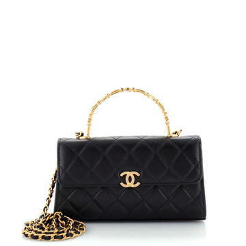 Chanel Top Handle Phone Holder with Chain Quilted Lambskin with Enamel