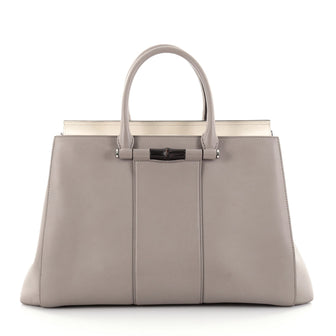 Gucci Lady Bamboo Top Handle Bag Leather Gray 2549201