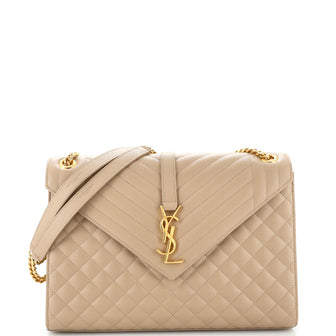 Saint Laurent Classic Monogram Envelope Satchel Mixed Matelasse Leather Large